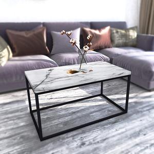 Table basse rectangulaire moderne en marbre avec cadre en poudre noire Offre Spéciale le centre de table du salon et de la chambre à coucher - Product Image 3