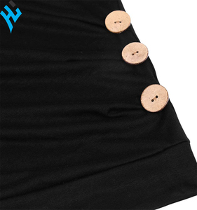 latest wholesale high quality Women's Tops Cold Shoulder Short Sleeve spring Summer Casual T Shirts Tunic Top with Side Button - Product Image 5