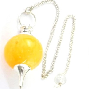 Venta al por mayor de piedras preciosas de Aventurina amarilla | Péndulo de bola de cristal natural con cadena para curar - Product Image 5