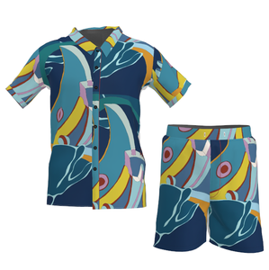 Chemises et shorts hawaïennes à manches courtes pour hommes, ensemble imprimé personnalisé, décontracté, pour la plage, vente en gros, - Product Image 6