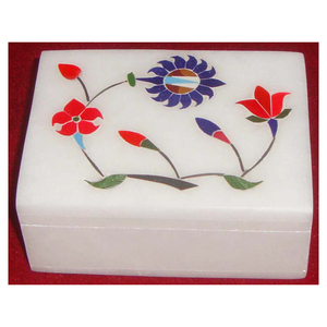 Caja de joyería con incrustaciones rectangulares de mármol blanco Natural, joyería para el trabajo - Product Image 1