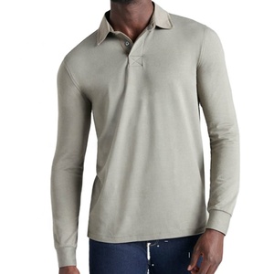 Polos grande taille pour hommes garçons t-shirts polo en coton logo brodé personnalisé polo à manches longues de haute qualité respirant - Product Image 2