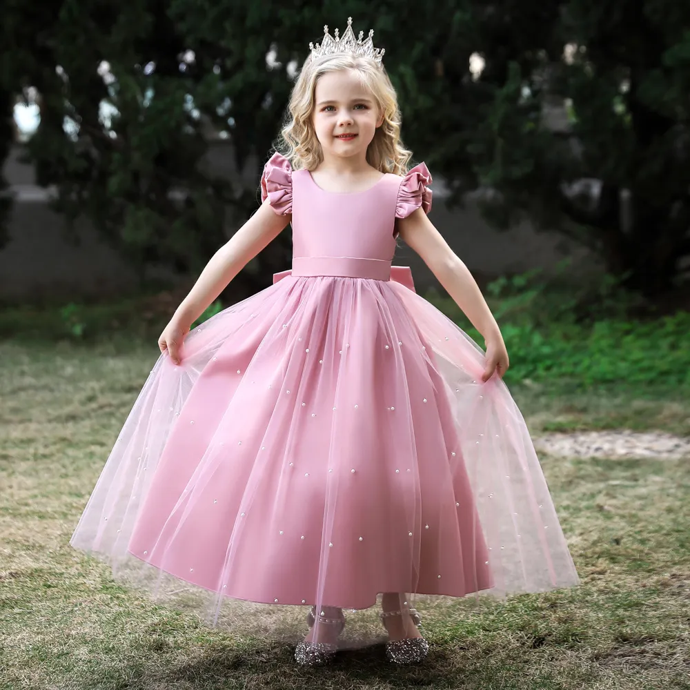 Bébé filles fête mariage robe de bal vraies images pour enfants robes nouveaux enfants conceptions LP-255