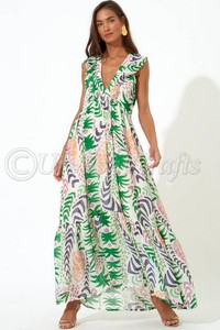 Robes longues en coton pour femmes, 100% coton, col halter, volants, sans manches, coupe ample, décontractées, pour les vacances, taille haute - Product Image 2