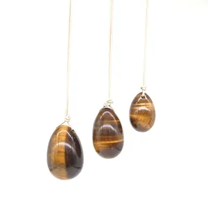 Gemstone Tiger Eye Yoni Eggs With Non-Toxic Natural Cotton Thread 3pcs Set