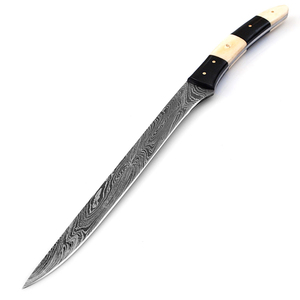 New Custom Hand Forged Damascus Fillet Fishing knife With leather Sheath cover (smk1633) - Product Image 6