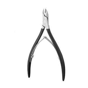 Pince à cuticules en acier inoxydable de couleur noire professionnelle pince à ongles durable Double doigts à ressort soins personnels de haute qualité - Product Image 1