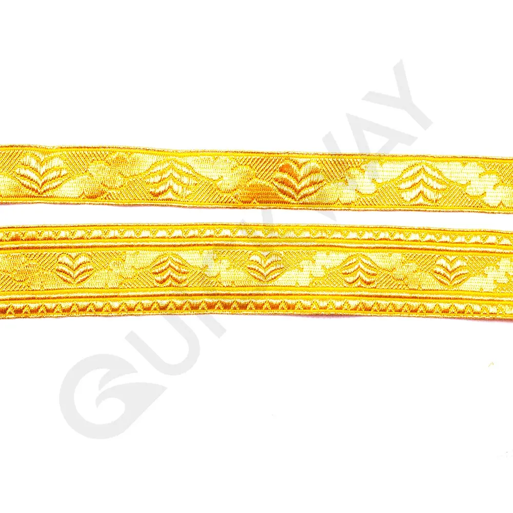 Uniforme de Ceremonia de encaje dorado y verde Mylar, trenza de alambre dorado para ceremonia