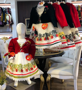 Koti en velours avec robe en filet brodée, nouveau design de fête, design élégant pour robe de mariage pour bébé fille - Product Image 2