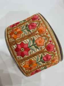 Custom Made Hand Embroidered Floral and Ethnic Indian Theme Laces,2 Inch Broad in Assorted Sizes and Colors for <b>Wedding</b> Dresses. - Product Image 3