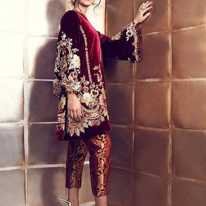 --- ELEGANT---NEW---EMBROIDERY---ON KURTA กับ STYLISH--PANT---FOR Party-Wear-ชุดที่มีงาน Applique สำหรับงานปาร์ตี้/งานแต่งงาน = 2021 - Product Image 1