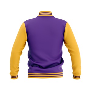 Chaqueta Varsity para Hombre, Color Morado y Amarillo, Talla Grande, Corte Regular, Color Sólido, Lana y Viscosa, Resistente al Viento, Ecológica, Forrada de Lana - Product Image 2