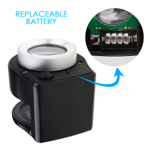 GEM-309 Loupe de bijoutier grossissante 30x avec 3 LED, 3 batteries UV remplaçables (emballage OEM disponible) - Product Image 3
