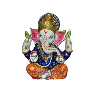 Levendige Kleurrijke Meenakari Ganesh Murti Idols Hindoe God Ganesh Standbeeld