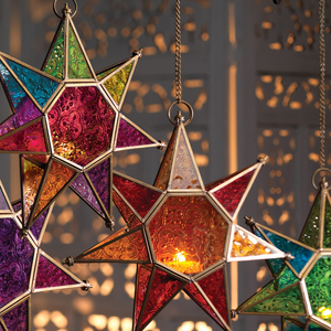 <b>Large</b> Moroccan Multi Glass <b>Lantern</b> - Product Image 1