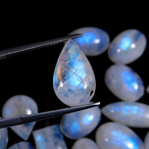 Anneau de pierre de lune en argent avec pierre précieuse de corail, pierre précieuse arc-en-ciel, amazonite naturelle, cabochon azurite, ample, pierre précieuse - Product Image 3