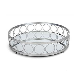 Taille personnalisée plus récent grand étain de forme ronde finition argent plateau miroir en métal pour la décoration de table de luxe service à domicile plateaux de service - Product Image 1