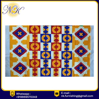 Tissu Seersucker Abstrait Brodé à la Main en Polyester/Coton Résistant aux Déchirures 280 GSM Qualité Premium Meba Wo Kente