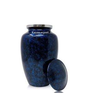 Urna Funeraria de Metal para Adultos con Acabado Azul y Diseño de Mármol, 200 Pulgadas Cúbicas, Estilo Europeo y Americano, Biodegradable, Kayna Export KY-1333 - Product Image 1