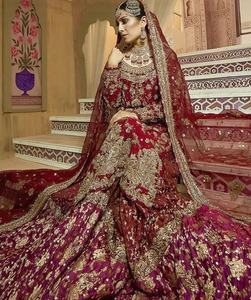 2019 Stylish Beautiful Indian & Pakistani Straight Kurta with <b>Flared</b> Gharara Heavy Zardozi Embroidery for Wedding Dress - Product Image 3