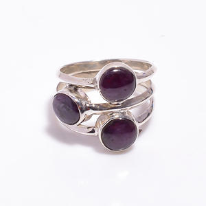 Meilleur anneau fin unisexe en argent sterling 925 corindon rubis pierre précieuse Design ethnique pour mariage fiançailles fête réglage de canal - Product Image 1