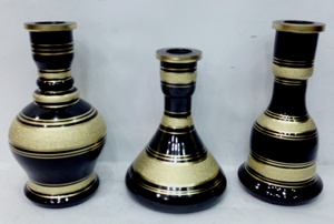 Luxury Frosted Gold Hand Painted Deep Hand Etched Jumbo <b>Hookah</b> <b>Glass</b> <b>Vases</b> - Product Image 2