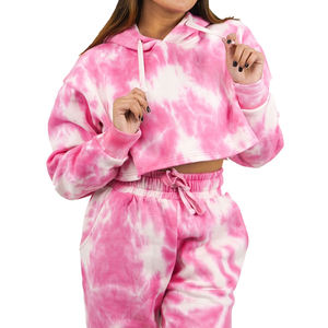 Sudadera con capucha de cuello redondo de algodón verde personalizada Sudadera lisa de punto estampada para mujer con logotipo frontal-Venta al por mayor - Product Image 4