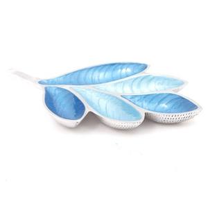 Plateau de service en métal de finition antique en forme de feuille décoration de table de fête de mariage plateau de service en métal fabriqué à la main - Product Image 1