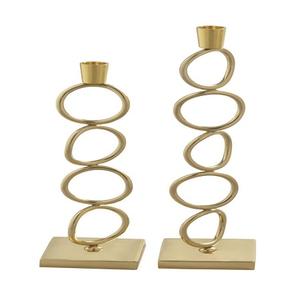 Porte-bougie en métal doré poli au design unique pour les événements de mariage, décoratif et lumineux - Product Image 2