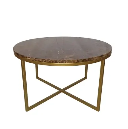 Top Quality Solid Round Shape Coffee Table Marble Top and Iron Base Gold Color Legs Center Table for Home at Wholesale Price