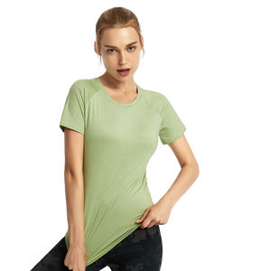 T-shirt à manches courtes de couleur unie pour femmes Fitness Cotton Breathable Shirt Yoga Wear for Yoga Gym and Sport - Product Image 1