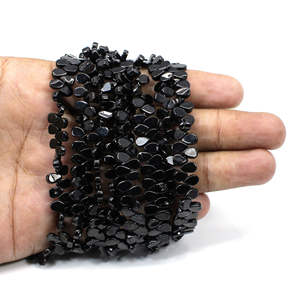 ธรรมชาติสีดำนิลพลอยลูกปัด7X5มิลลิเมตรลูกแพร์เรียบแบน7นิ้วสาระลูกปัดสร้อยคอ - Product Image 2