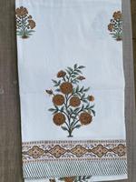 Nappe jetable haut de gamme indienne faite à la main, imprimée à la main avec motifs floraux, pour Noël et Halloween, 6/8 places