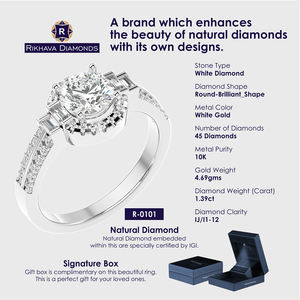 Rikhava แหวนทองคำขาว10K ประดับเพชรแท้คอลเลกชันหรูหรา - Product Image 3