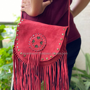 Sac à bandoulière en cuir, sac à main en daim avec franges, sacs élégants, sacoche unique - Product Image 3