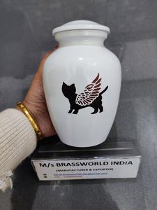 Suministros funerarios de cremación de mascotas, suministros de cremación de cara de gato pintada a mano, de aluminio, de alta calidad - Product Image 4