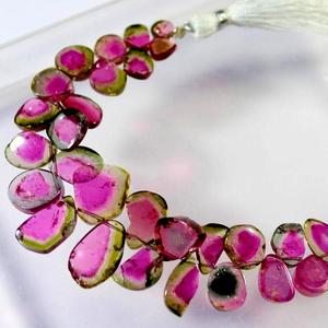 Tranches de pastèque en tourmaline multicolores, pierres précieuses brutes, perles polies, fabrication de bijoux, prix de gros, qualité naturelle - Product Image 2