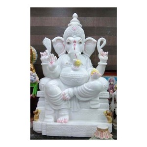 Estatua de Ganesha Ji de mármol blanco puro antiguo - Product Image 1