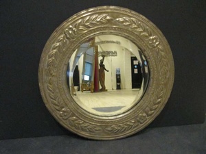 Round Brass <b>Mirror</b> With Floral Leaf Design Traditional Wall Decor - Product Image 3