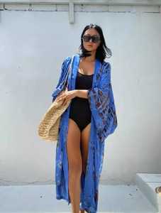 Kimono de rayón de talla grande para mujer, bata de verano hecha a mano con tinte anudado, 2023 - Product Image 3