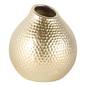 Florero chapado en oro para decoración del hogar y fiestas de cumpleaños, jarrón con apariencia esférica de aluminio fundido - Product Image 1