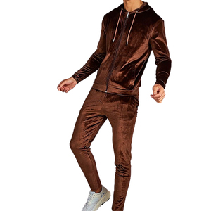 Survêtement en velours marron doré sexy de qualité supérieure pour hommes, vente en gros OEM, sur mesure selon les exigences et la demande du client. - Product Image 1