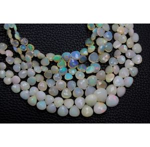 Perles en forme de coeur noir à facettes en opale éthiopienne naturelle faite à la main 7.5 pouces brin complet pour la fabrication de bijoux - Product Image 4