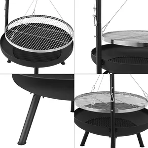 Barbecue Grill BSCI Factory Adjustable Cooking Height Bbq Charcoal Tripod Barbecue Grill With Fire Bowl