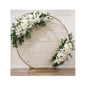 Toile de fond décorative de mariage en fer couleur or, taille personnalisée, arrangement de fleurs artificielles de la plus grande qualité - Product Image 5