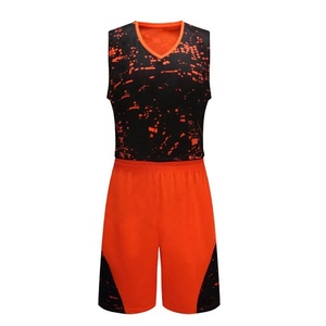 Ensemble de maillots de basket-ball sans manches unisexe, impression sublimée, orange et noir, évacuation de l'humidité, séchage rapide, coupe régulière, adulte, hiver, été - Product Image 1