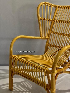 Chaise moderne de paresseux en bois de rotin de canne indonésienne d'aspect de bambou naturel d'oreille de roi pour l'atelier dinant le mobilier de loisirs d'hôtel en gros - Product Image 3