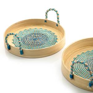 Bandeja de servicio de algas marinas de bambú hilado multicolor de alta calidad, tamaño personalizado, almacenamiento de cocina, bandeja de madera, acrílico de ratán hecho en Vietnam - Product Image 5