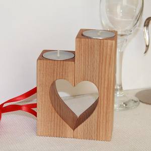 <span class=keywords><strong>Bougeoir</strong></span> en bois rustique en forme de cœur, cadeau de mariage, pour la saint-valentin, décoration de maison - Product Image 3