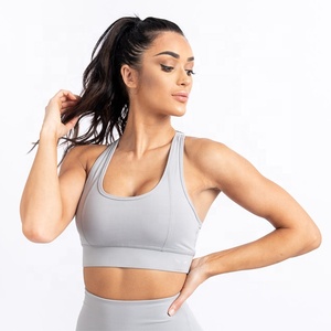 Factory Price Custom Design Summer Premium Sports Bra Gym Yoga Running Clothing Womens Padded Workout <b>Top</b> 100% Nylon Four-Way - Product Image 3